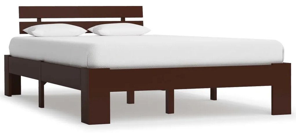 Estrutura de cama 140x200 cm pinho maciço castanho-escuro