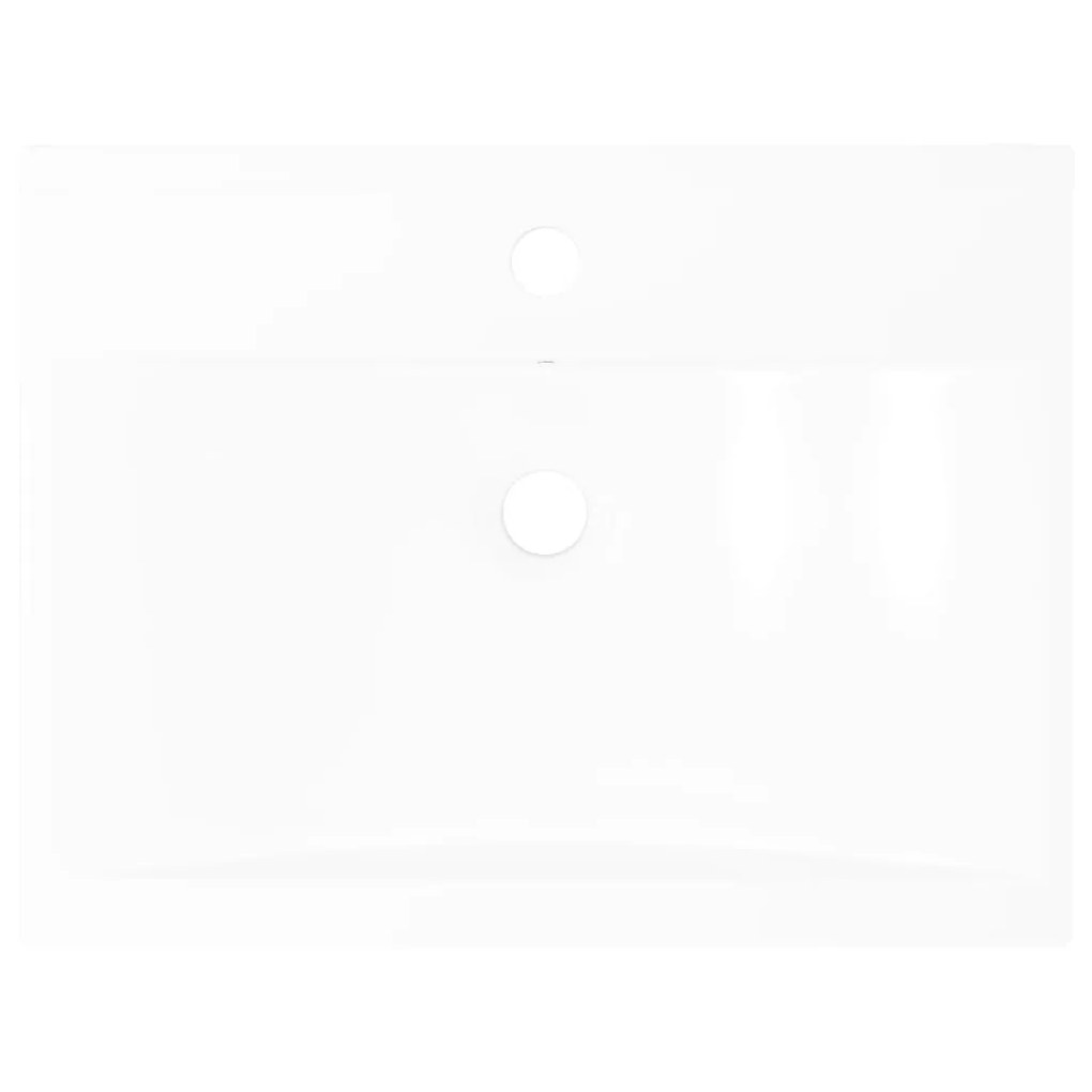 Lavatório cerâmico retangular luxososo branco, furo torneira 60x46cm