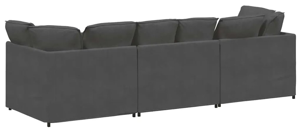 Sofá modular com almofadas tecido corduroy cinzento-escuro