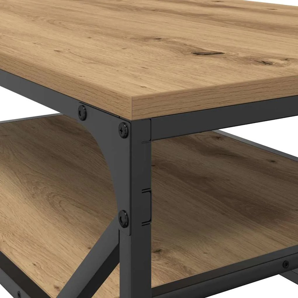 Mesa de Centro vidaXL com Prateleira em Carvalho Artesanal 90x50x40 cm