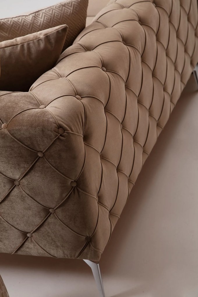 Sofá de 4 Lugares Como – Creme Escuro – 344x90x72 cm