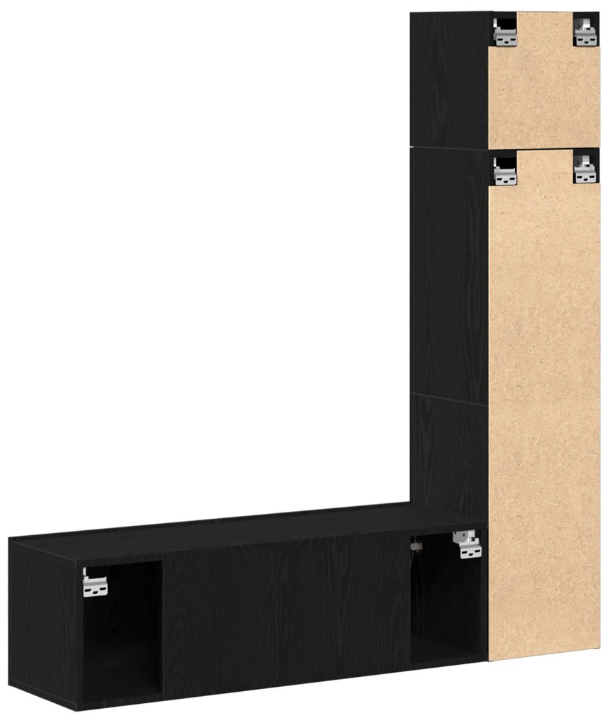 Conjunto de Gabinete de TV Montado na Parede com 3 Peças em Madeira de