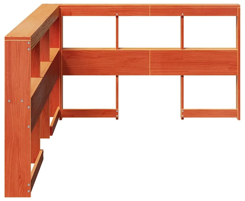 Estante cabeceira forma de L 120 cm pinho maciço castanho-mel