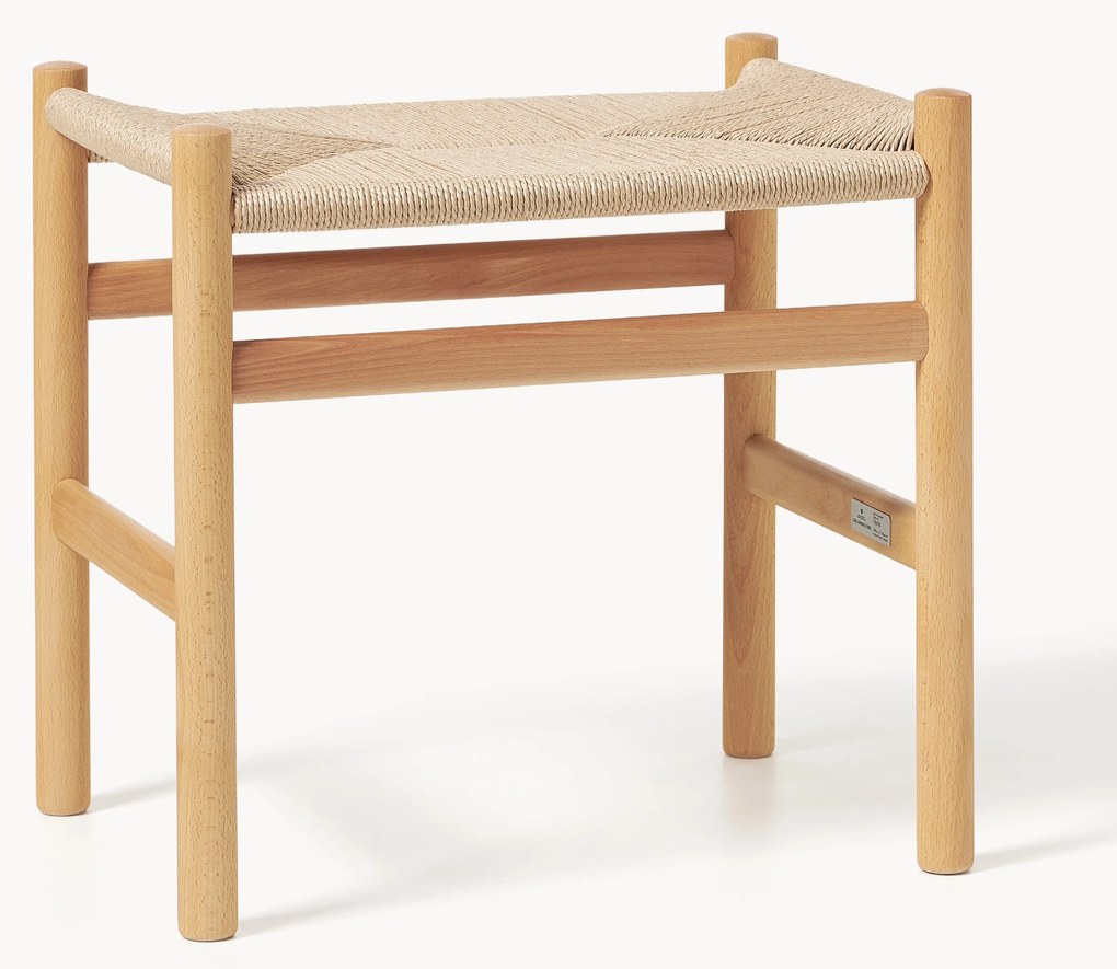 Banco artesanal com assento entrançado à mão CH53