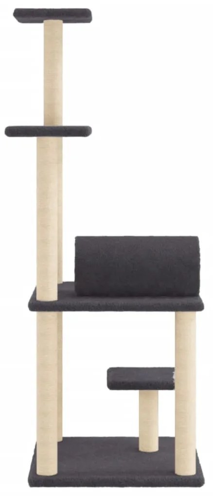 Árvore p/ gatos c/ postes arranhadores sisal 136cm cinza-escuro