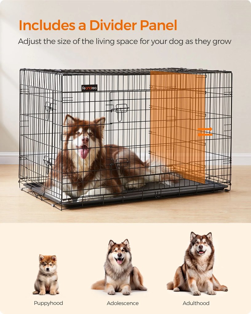 Gaiola para Cães 122 x 74,5 x 80,5 cm com 2 portas preto