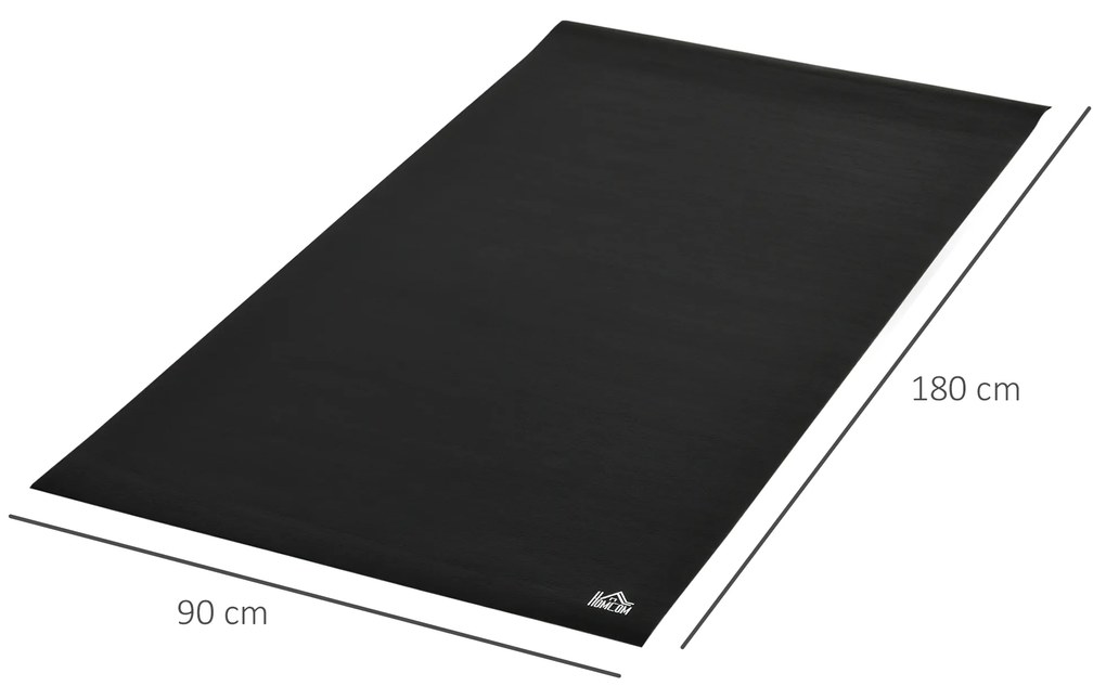 HOMCOM Tapete Protetor de Chão para Equipamentos Fitness 6mm Tapete Antiderrapante para Passadeiras e Bicicletas Estáticas para Casa Academia 180x90cm Preto