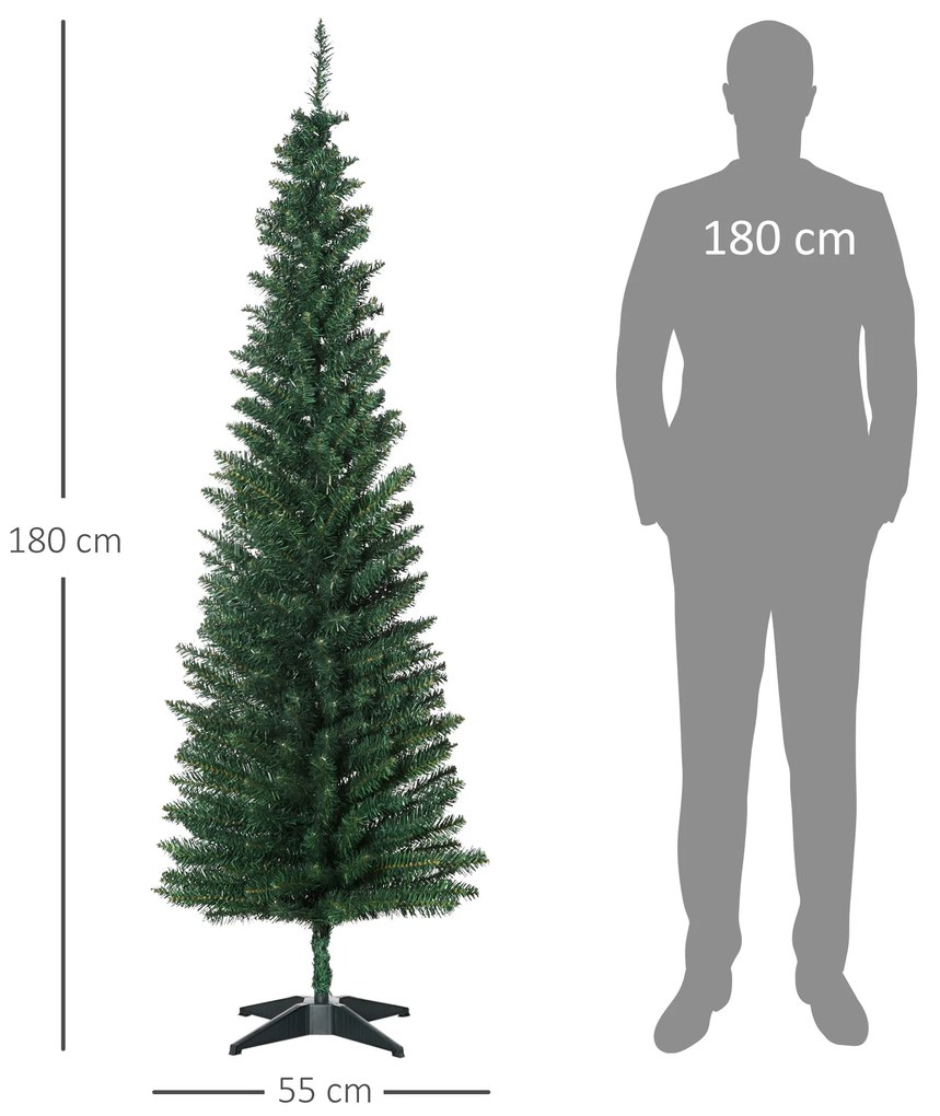 HomCom Árvore de Natal Artificial Árvore com Suporte 180cm 390 ramas Ecológico PVC Ø55x180cm Verde|Aosom Portugal