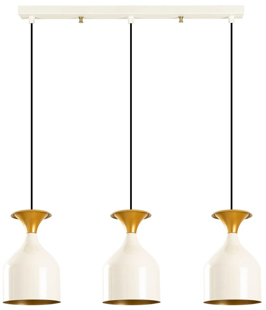 Candeeiro de Teto Sivani – Branco e Dourado – 67 x 17 cm