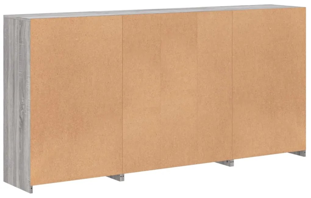 Aparador com luzes LED 202x37x100 cm cinzento sonoma