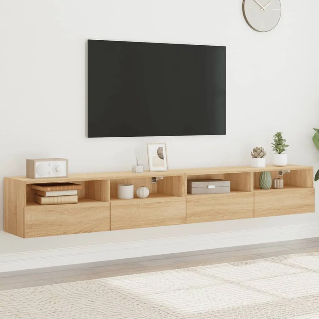 vidaXL Móvel de parede p/ TV 2pcs derivados de madeira carvalho sonoma