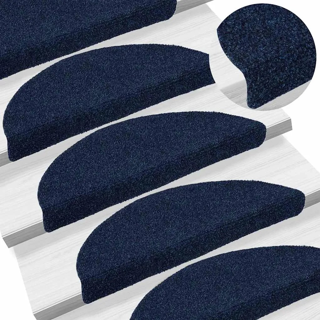 Tapetes escada autoadesivos 10 pcs 56x17x3 cm azul-marinho
