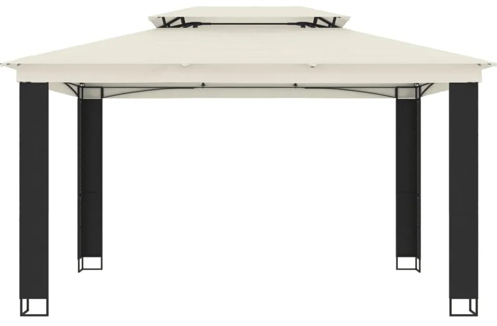 Gazebo com telhado duplo 3,94x2,96 m aço creme