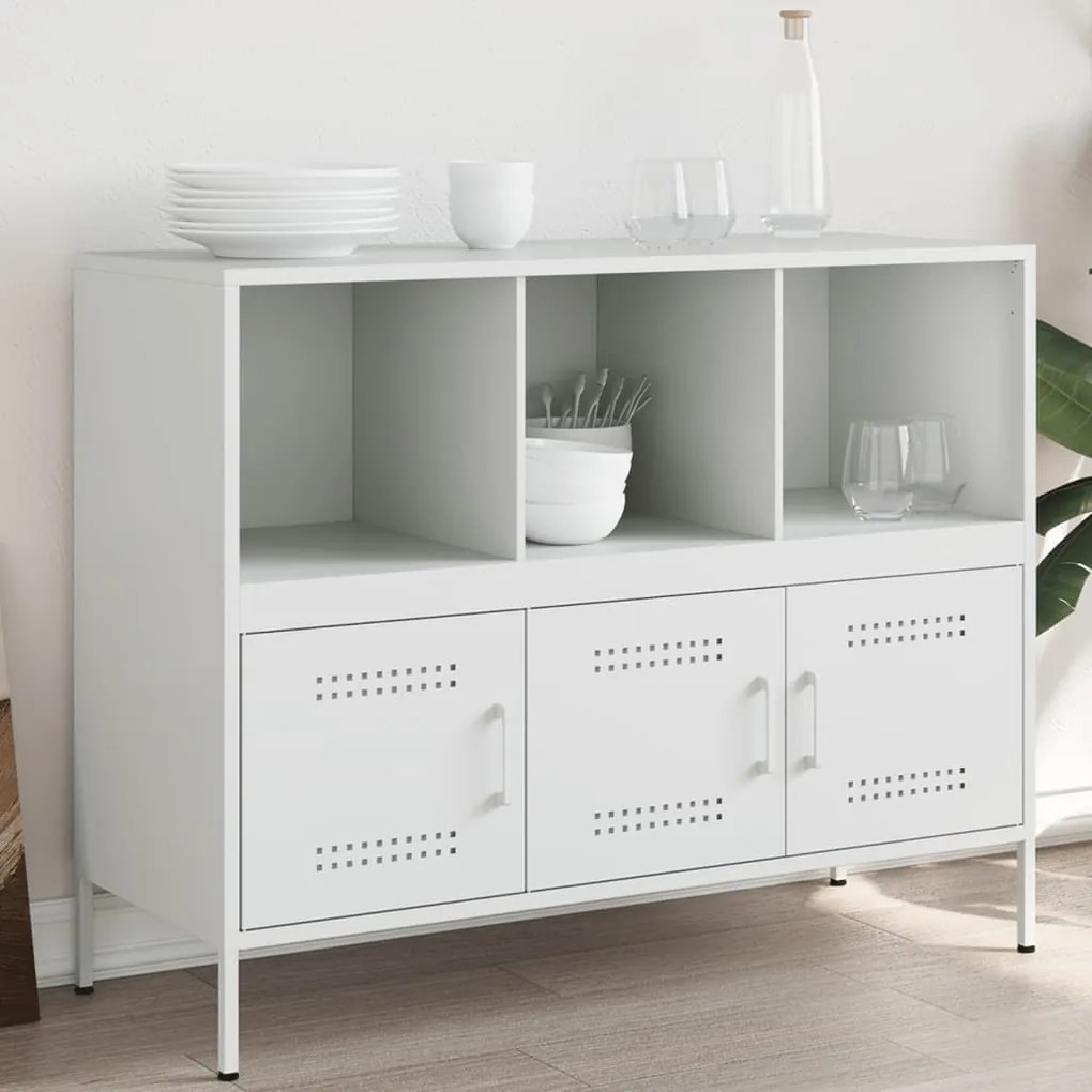 vidaXL Aparador 100,5x39x79 cm aço branco