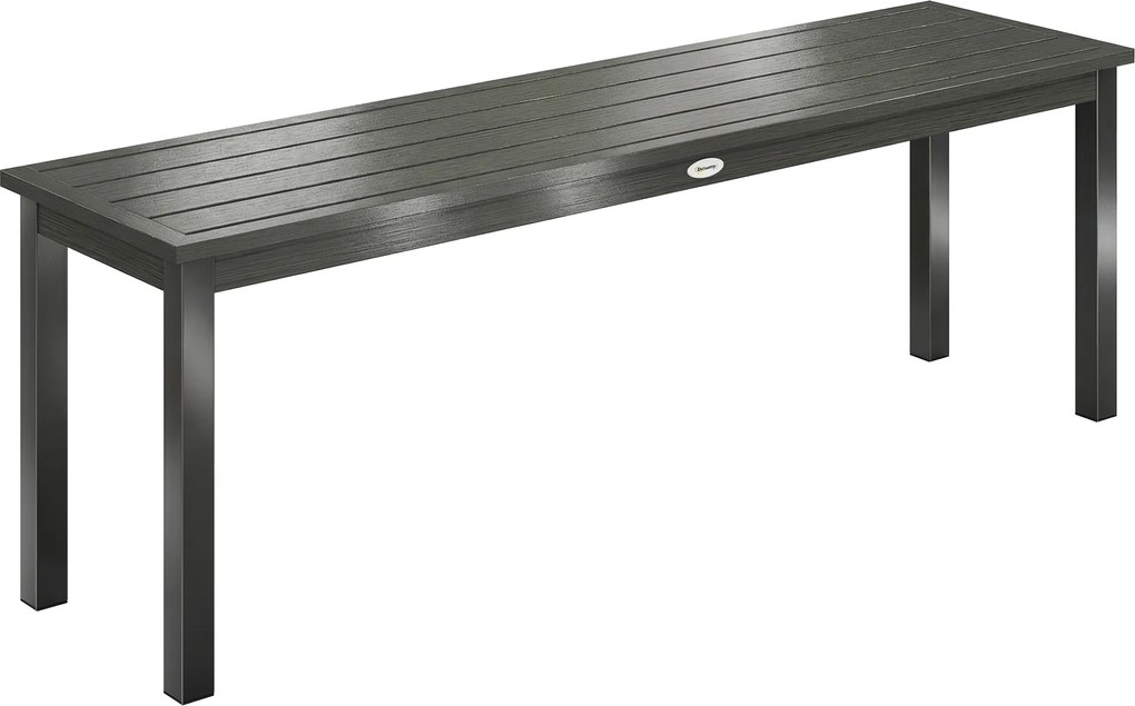 Outsunny Banco de Jardim 2 Lugares, Banco Exterior com Assento em Ripas Efeito Madeira e Estrutura em Aço para Pátio, Parque, Cinza | Aosom Portugal