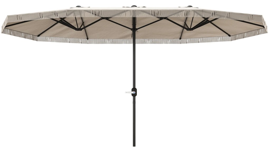 Chapéu de Sol Duplo 4,5x2,65 m com Manivela Manual Resistente a Água e Proteção UV30+ Chapéu de Sol Grande Creme