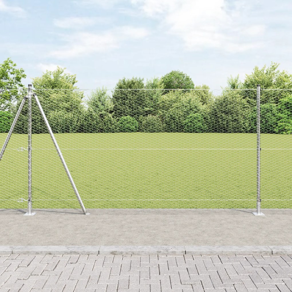 vidaXL Conjunto de Cercas Conjunto de 2 Aço galvanizado 25 x 1,2 m