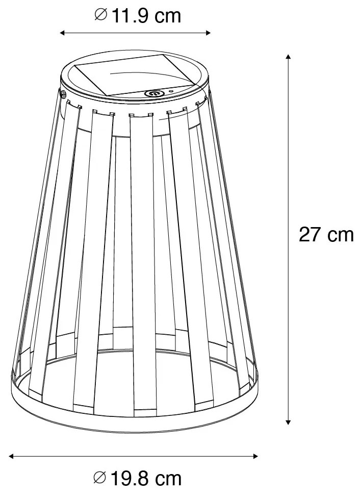 Conjunto de 2 candeeiros de mesa de exterior pretos com LED regulável em 3 níveis e solar e recarregável - Penny Moderno