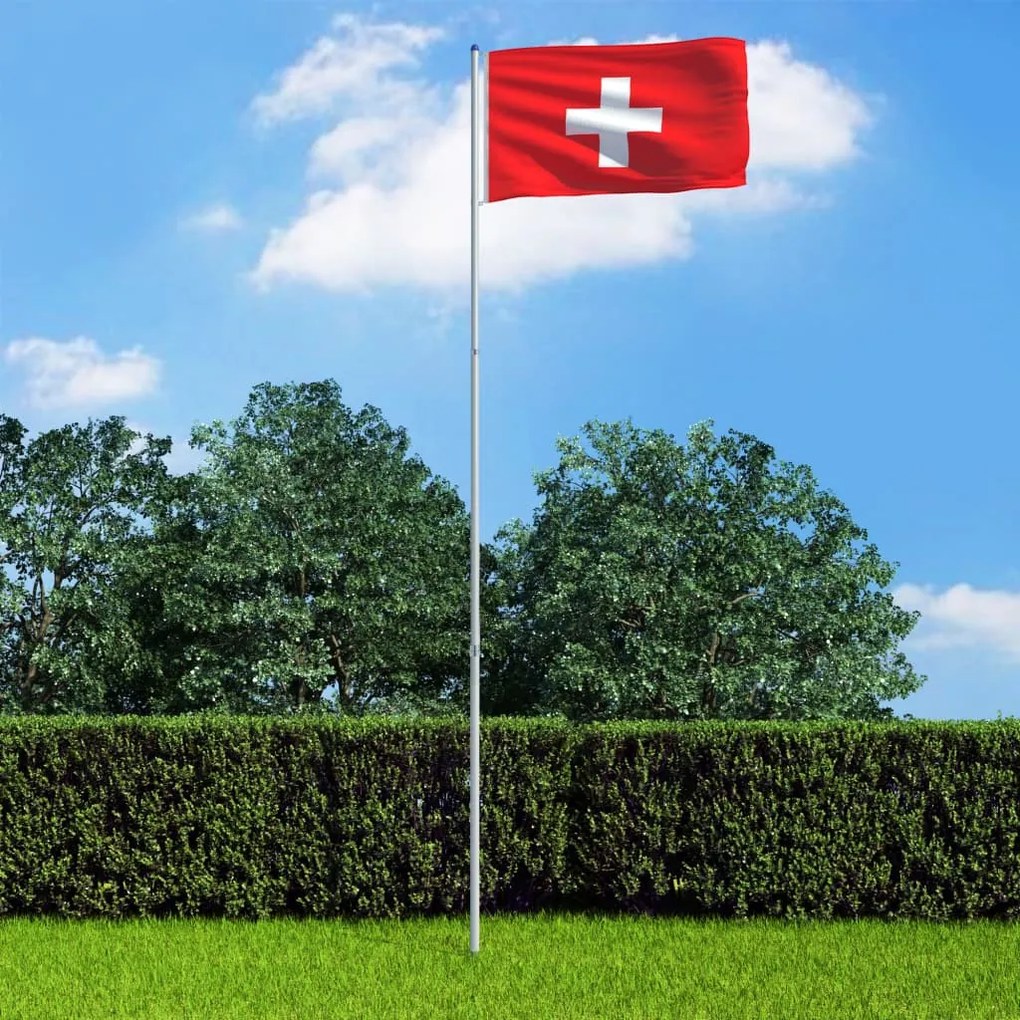 3053356 vidaXL Bandeira da Suíça com mastro de alumínio 6 m