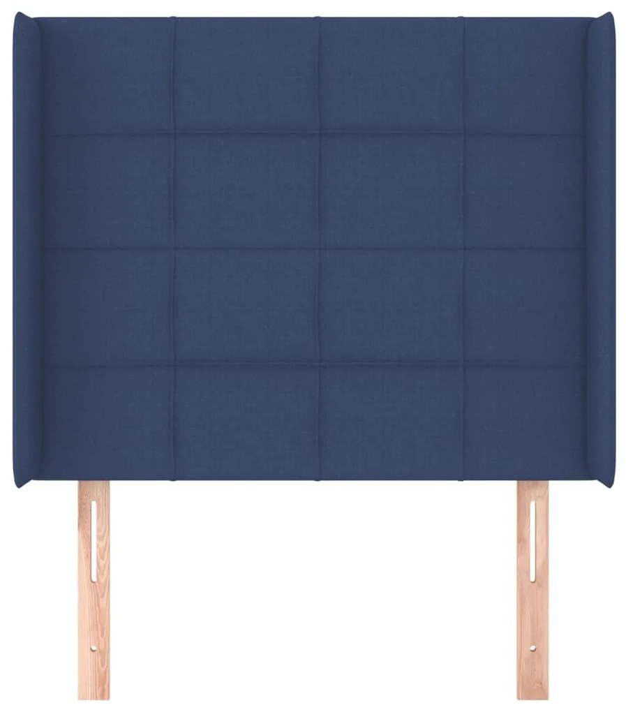 Cabeceira de cama c/ abas tecido 83x16x118/128 cm azul