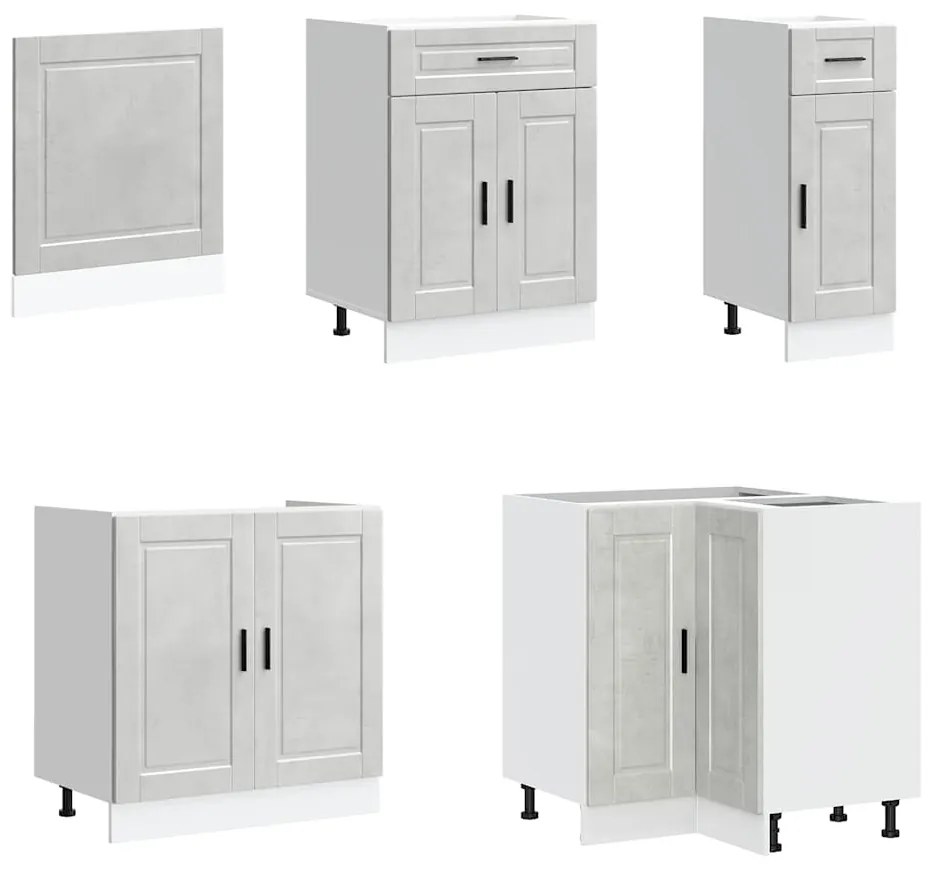 11 peças armário de cozinha conjunto Porto cinzento cimento