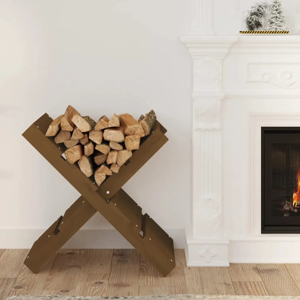 822450 vidaXL Suporte de lenha 47x39,5x48 cm pinho maciço castanho mel