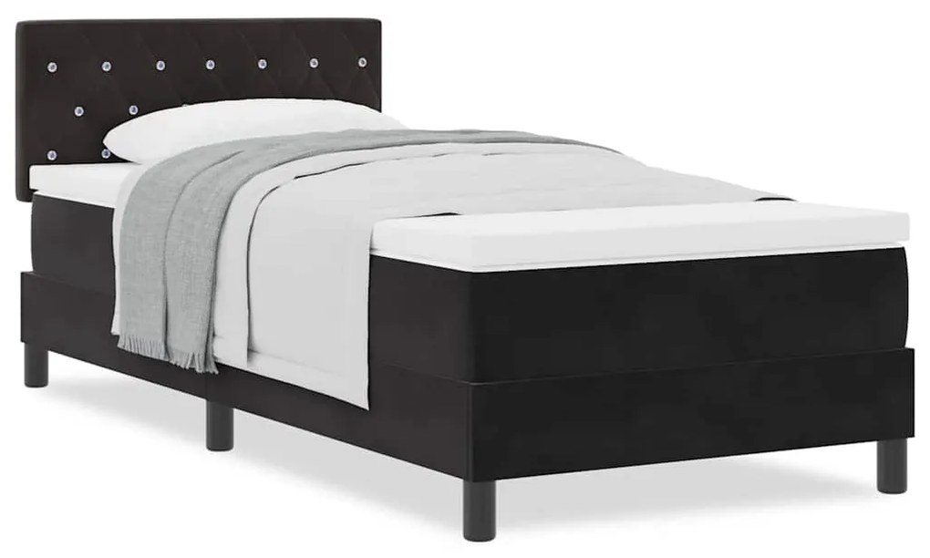 Cama Box com Colchão vidaXL Preta 100x200 cm Veludo