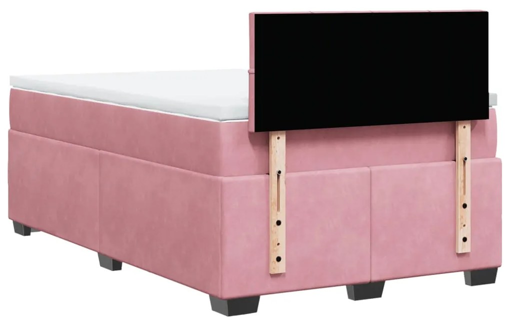 Cama boxspring com colchão 120x190 cm veludo rosa