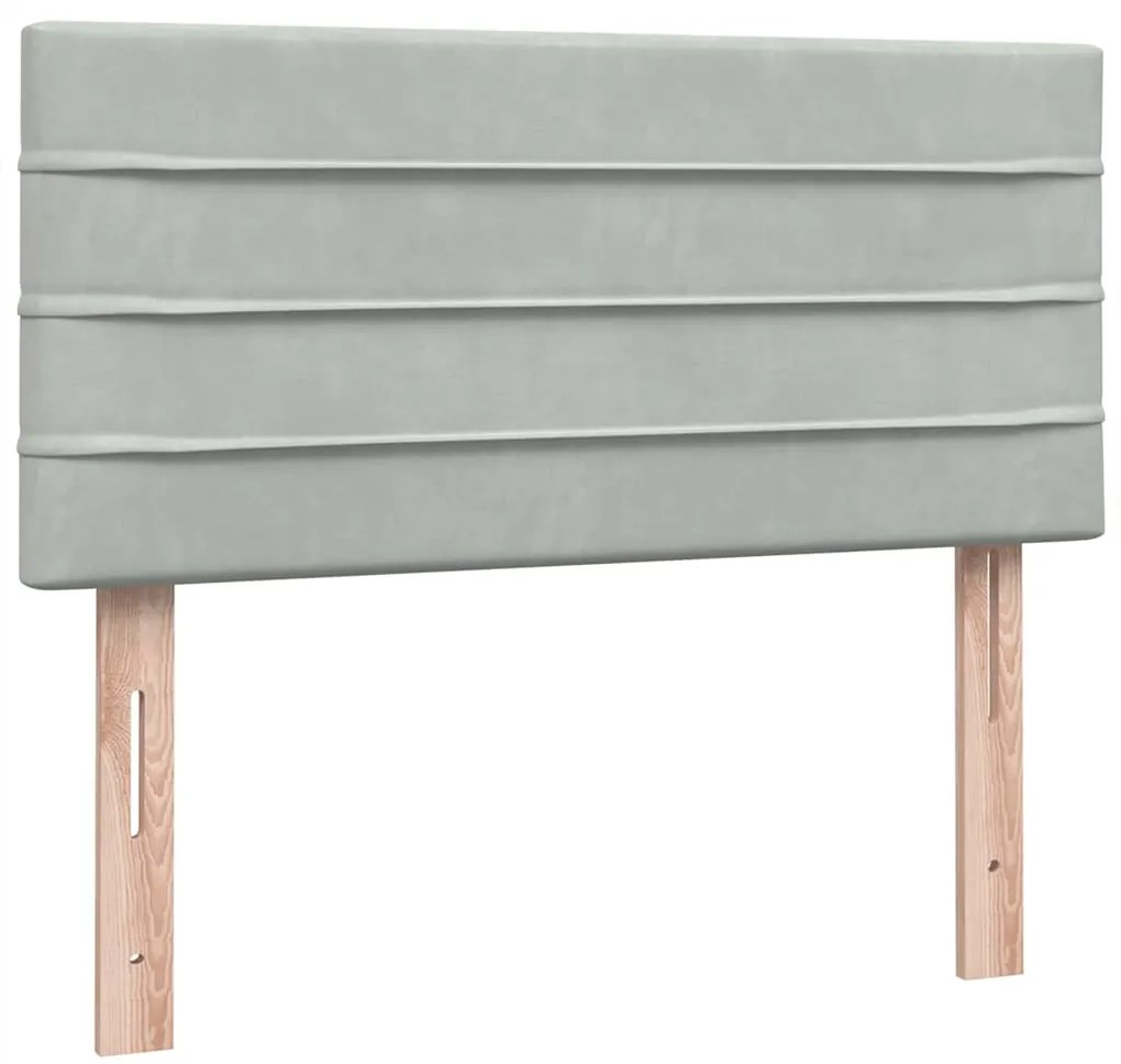 Cama com molas/colchão cinzento-claro 80x220 cm veludo