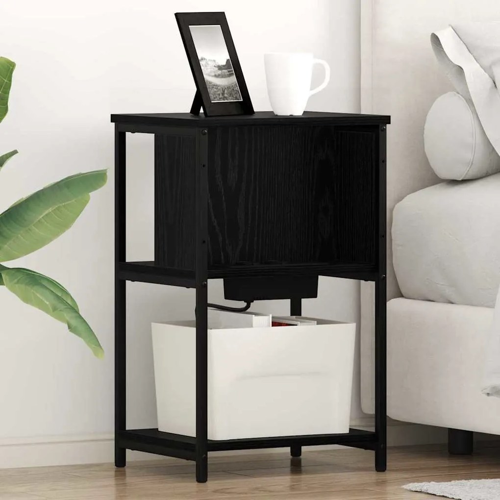 vidaXL Armário de Cabeceira 2 pcs Carvalho preto 38 x 31 x 61 cm