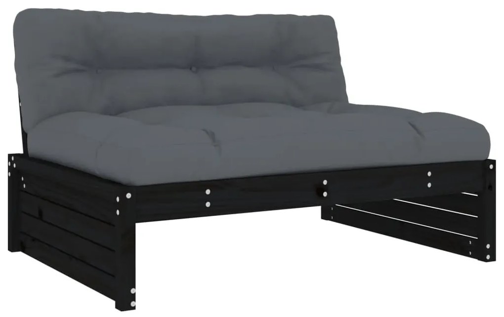 5pcs conjunto lounge jardim com almofadões madeira maciça preto