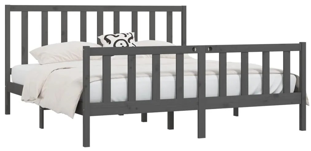 Estrutura de cama 200x200 cm madeira maciça cinzento