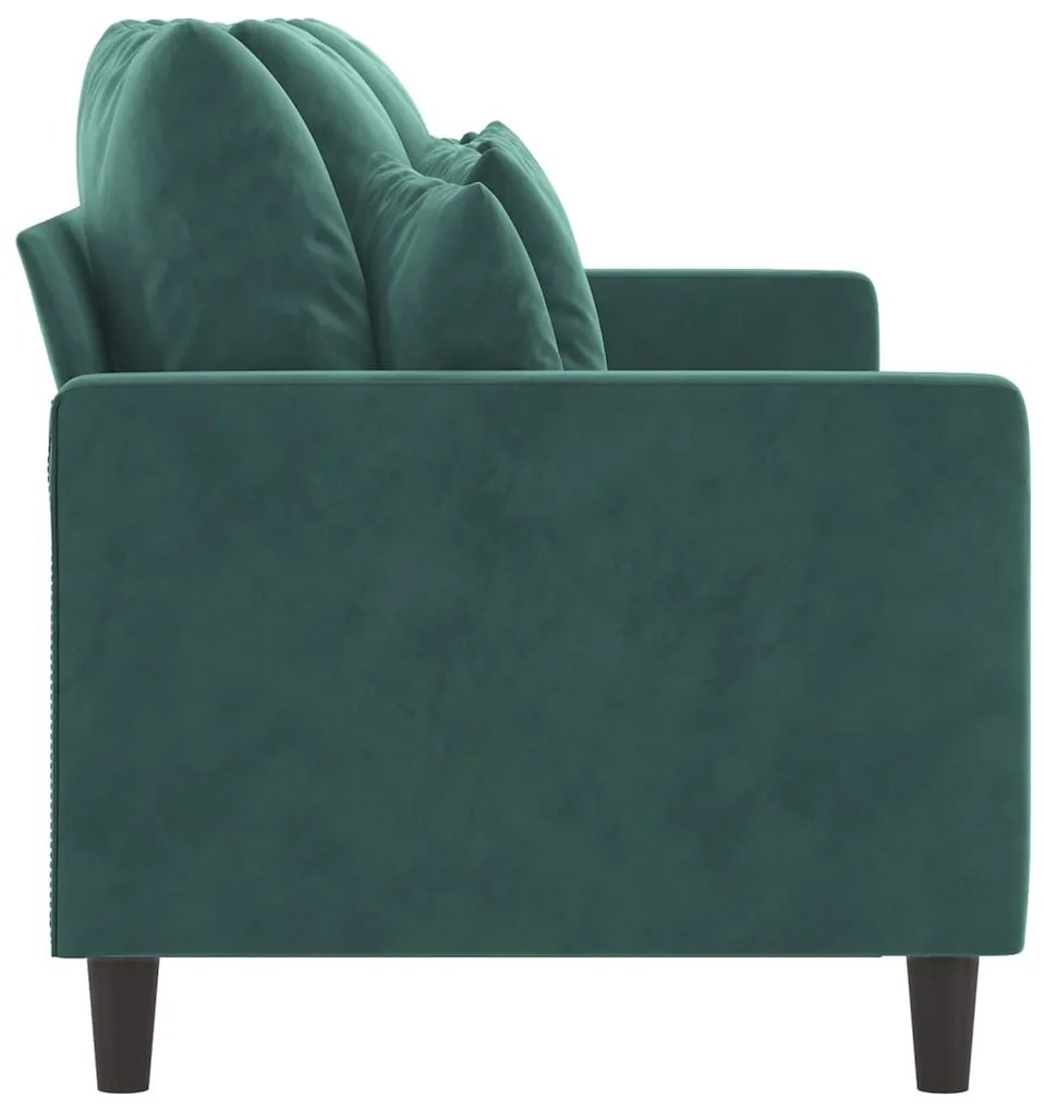 Sofá de 3 lugares 180 cm veludo verde-escuro
