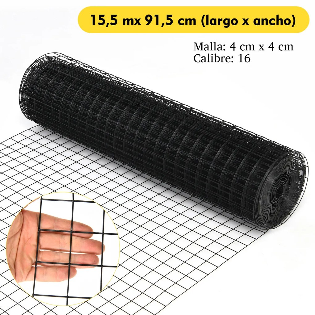 Rede de Arame 15,5 m x 91,5 cm Rede de Segurança para Jardim e Vedação de Pátio 16 Vedação de Cercas para Gaiolas