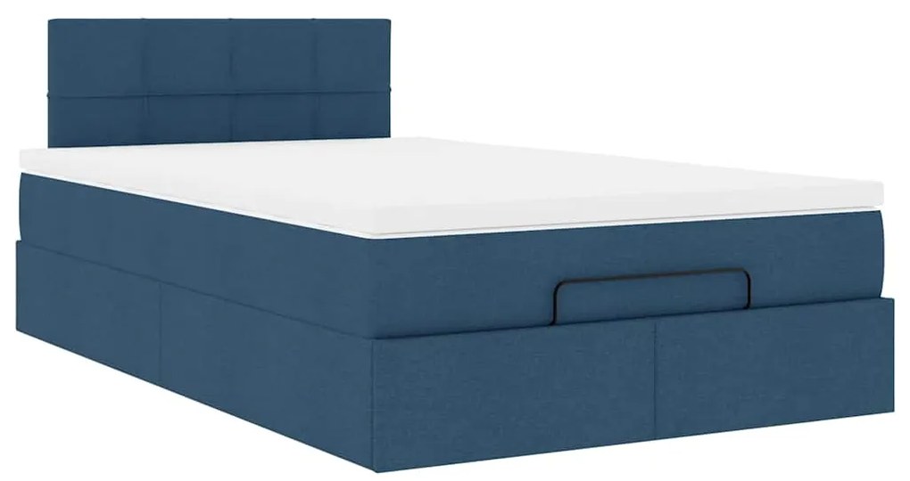 Cama Otomana com Colchão & LEDs Tecido Azul 120x200 cm