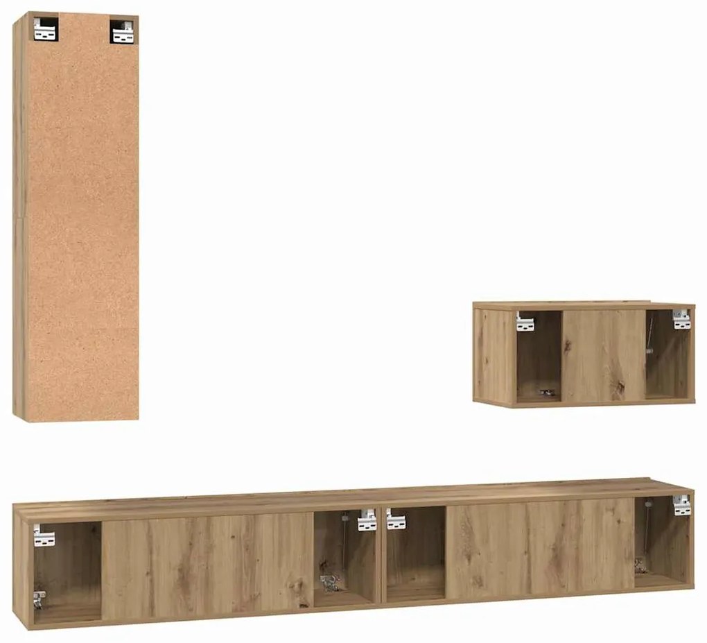 Conjunto de Estantes para TV 4 pcs carvalho artisiano Médio