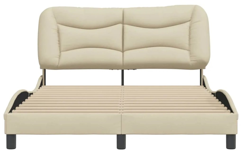 Estrutura de cama c/ cabeceira 120x200 cm tecido cor creme