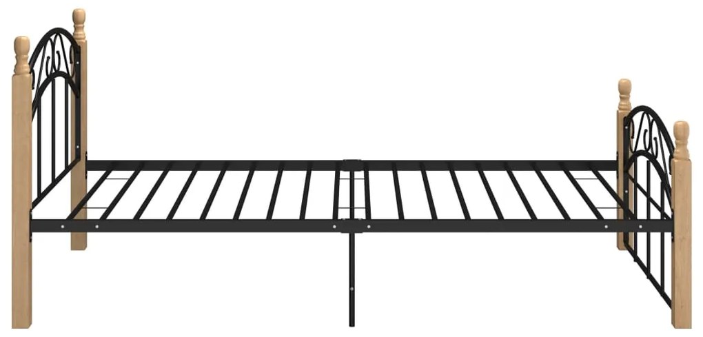 Estrutura de cama 90x200 cm metal/madeira carvalho maciça preto