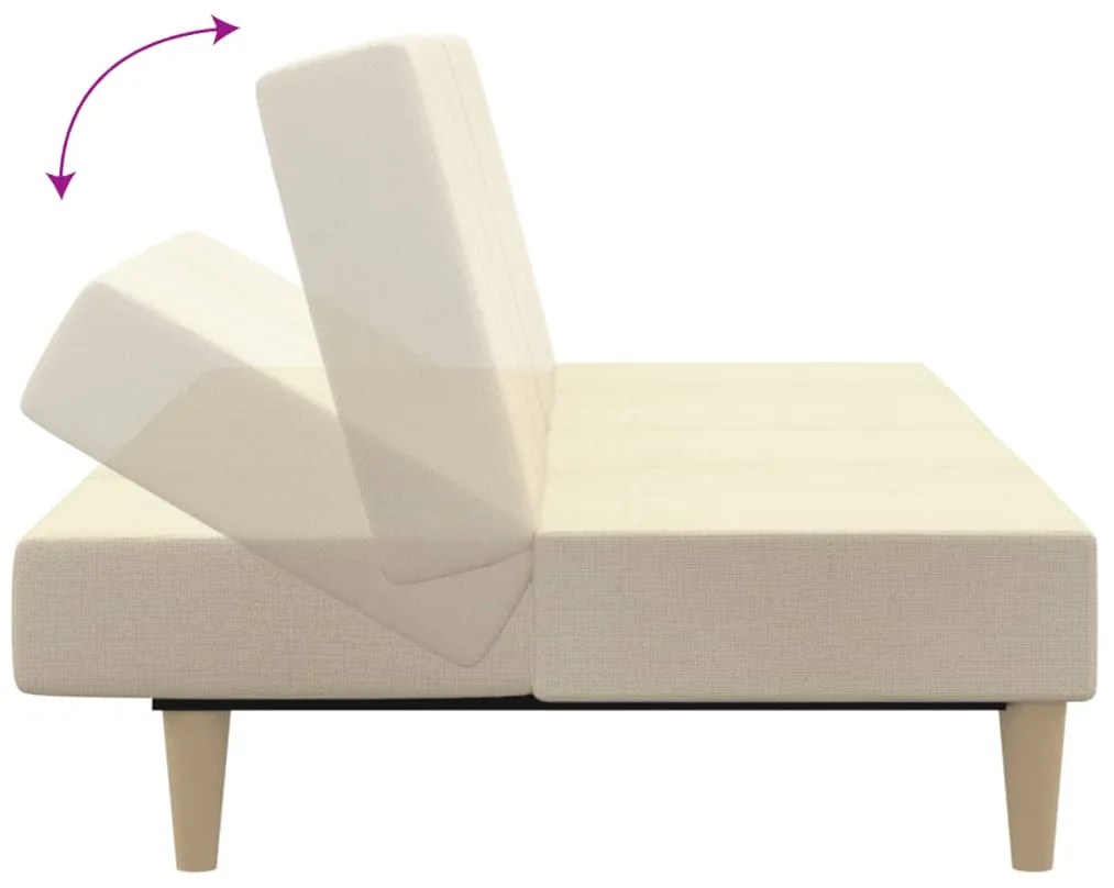 Sofá-cama de 2 lugares tecido cor creme