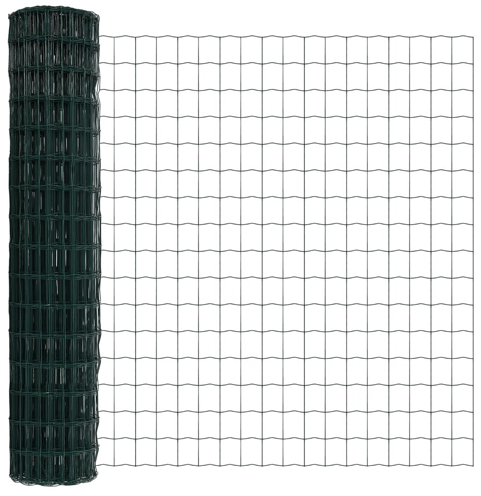 Cerca Euro com 7 Postes de Espeto 1.6x10 m Aço Galvanizado Verde