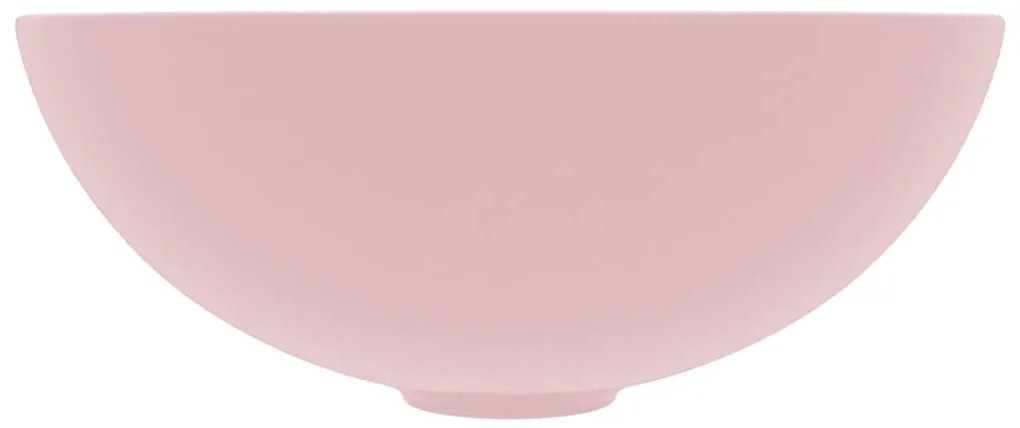 Lavatório de casa de banho redondo cerâmica rosa mate