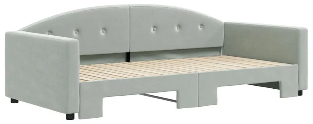 Sofá-cama com gavetão 100x200 cm veludo cinzento-claro
