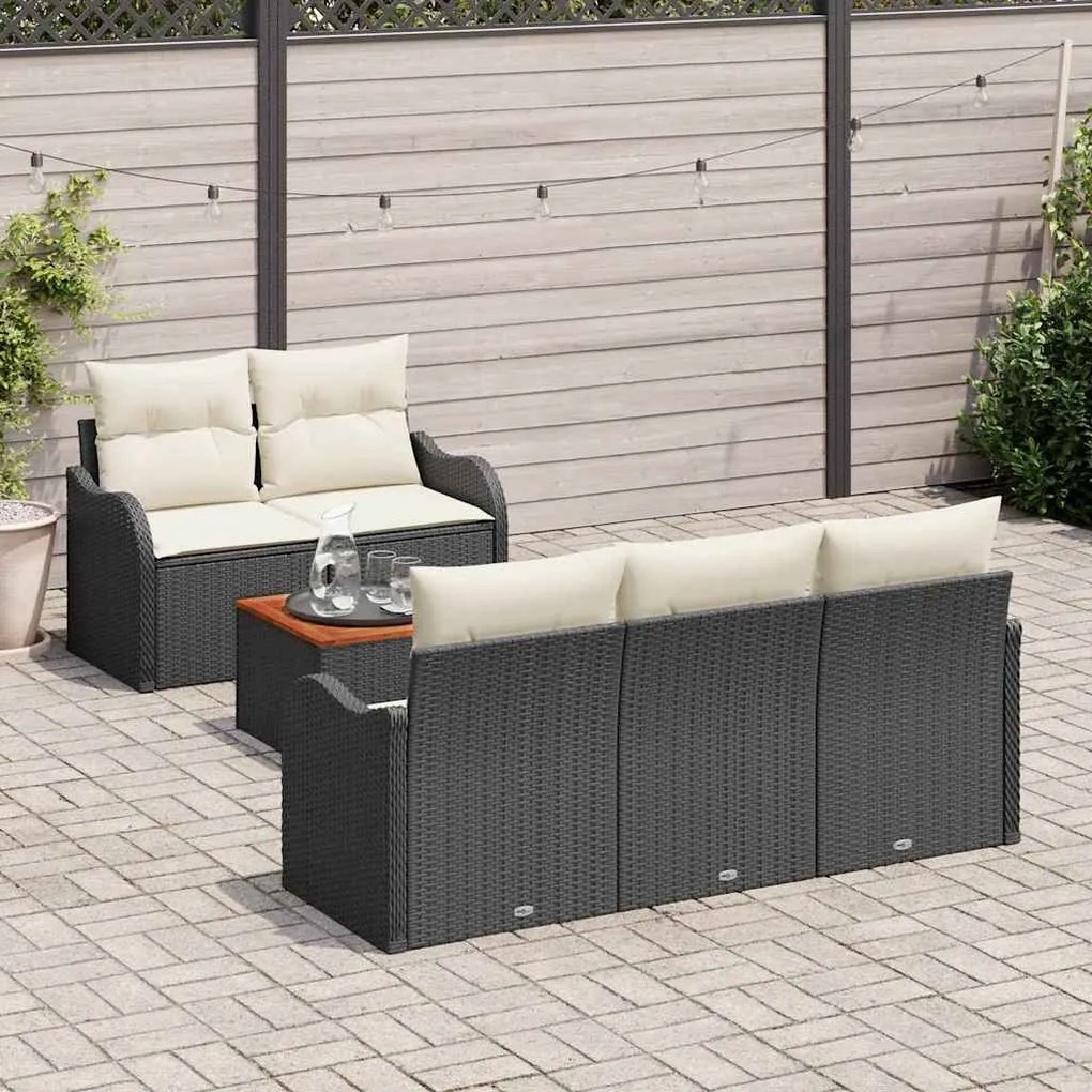 Conjunto de sofá de jardim com 6 peças e almofadas da