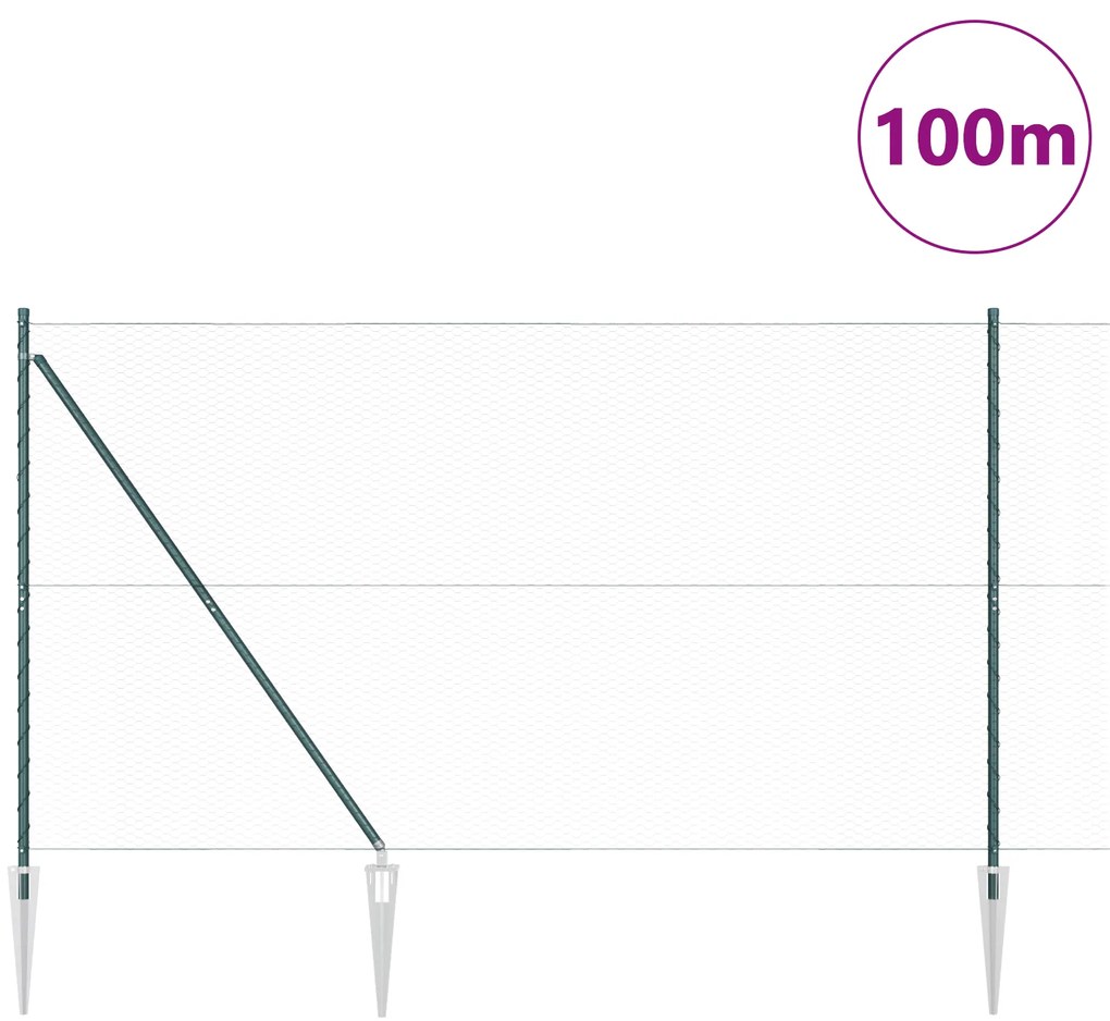 Cerca Hexagonal Verde 1,5x100 m Aço