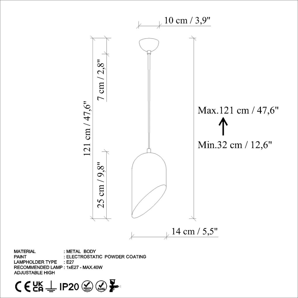 Candeeiro de Teto Kesık – Mint – Ø14 h:25 cm