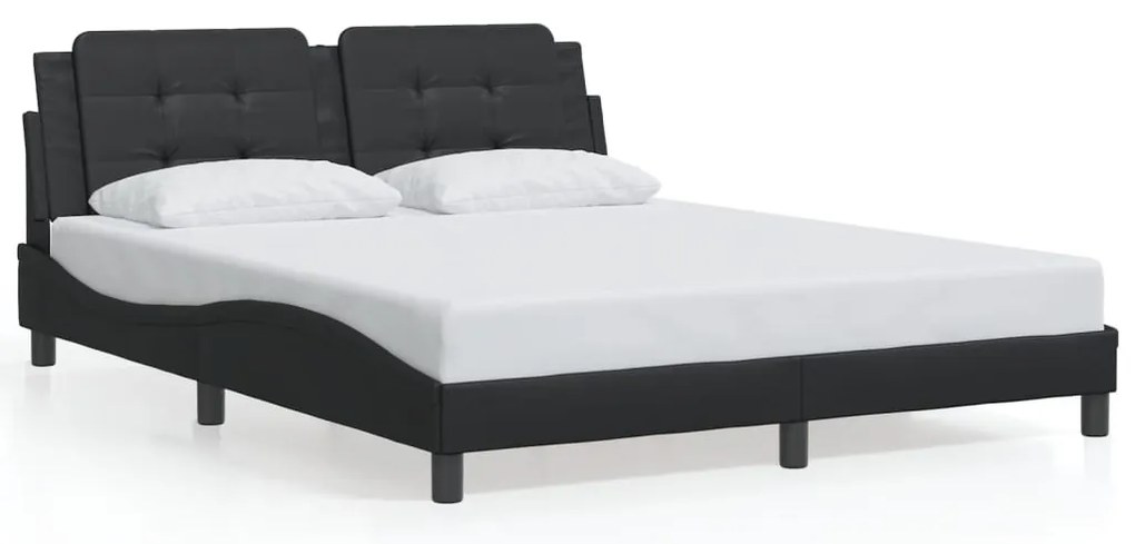 Estrutura de cama c/ luzes LED 160x200cm couro artificial preto