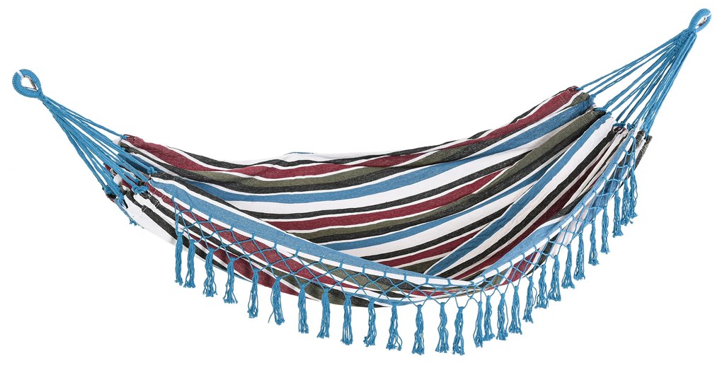 Outsunny Cama de Rede Dupla Portátil de Algodão 285x150 cm Bolsa Transporte Exterior Pátio Resistente Carga Máxima 180 kg Multicor | Aosom Portugal