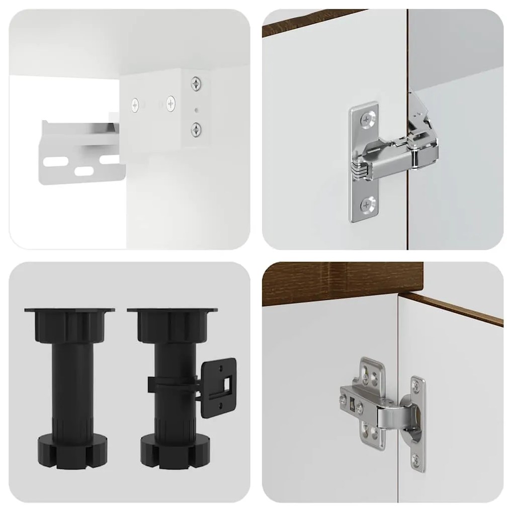 4 peças armário de cozinha conjunto Kalmar carvalho castanho