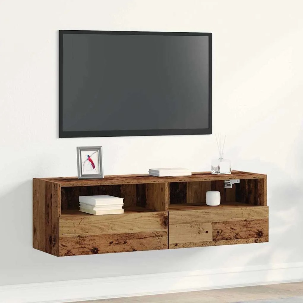 Armário de Parede para TV vidaXL Madeira Antiga 100x30x30 cm Madeira Engenharia