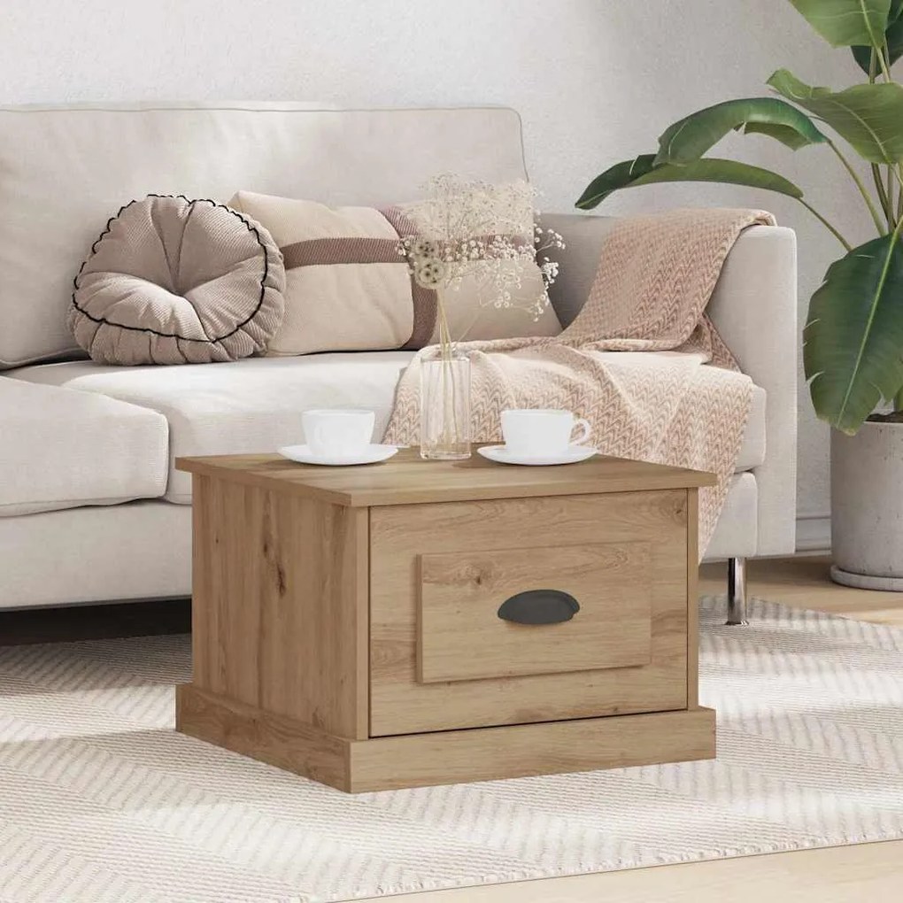 vidaXL Mesa de centro with Drawer carvalho artisiano 50 x 50 x 35 cm